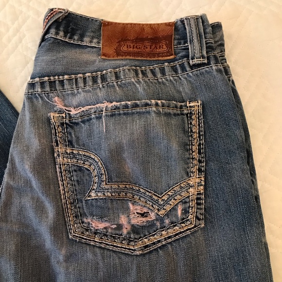 Big Star Purposely Distressed Vanguard Relaxed Jeans Size 34L - Picture 3 of 13